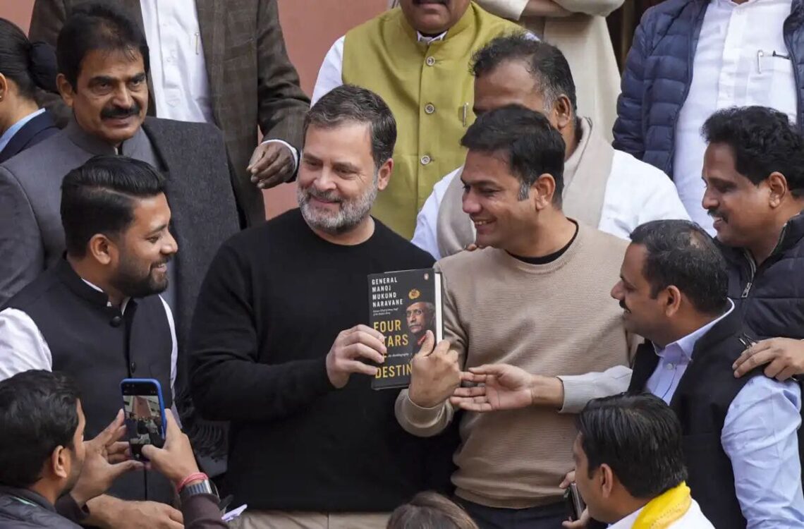 Rahul displays unpublished ‘memoir’ of Naravane in Parliament premises, claims PM didn’t fulfil his responsibility
